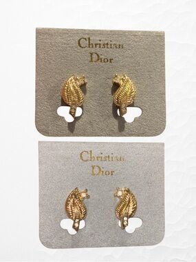 Dior Gold Leaf Earrings with Rhinestones- New Vintage- Clip Ons